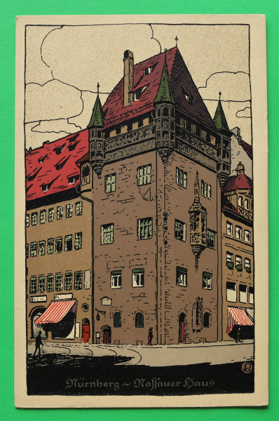 AK Nürnberg / 1910-20 / Litho / Nassauer Haus / Künstler Steinzeichnung Stein-Zeichnung / Monogramm L